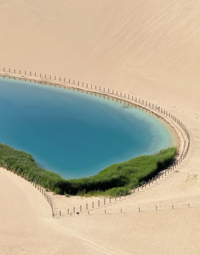 Photo of Mingsha Mountain and Crescent Lake: Crescent Lake map