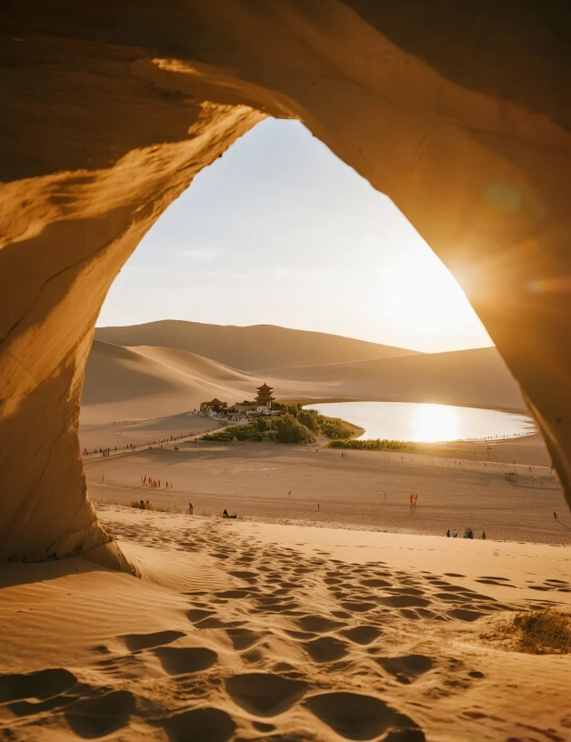 Photo of Mingsha Mountain and Crescent Lake: Dunhuang Mingsha Mountain