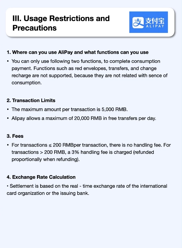 alipay international card setup china travel