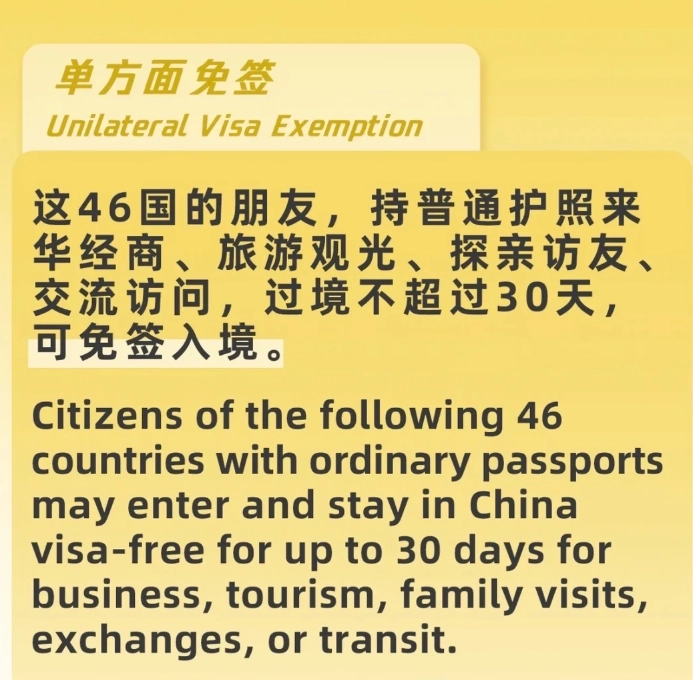 China transit without visa 144 hours 2025