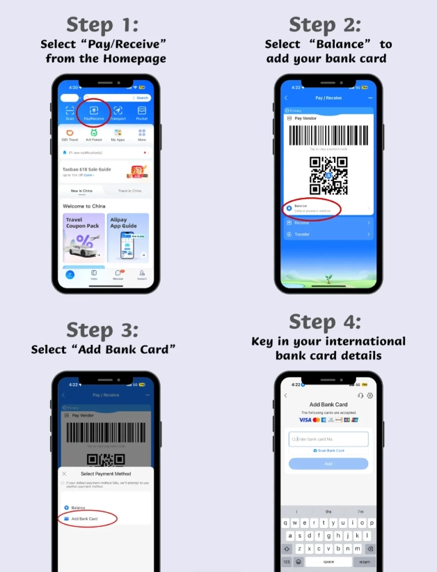 foreign card alipay china