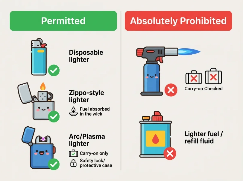 carry lighter on plane